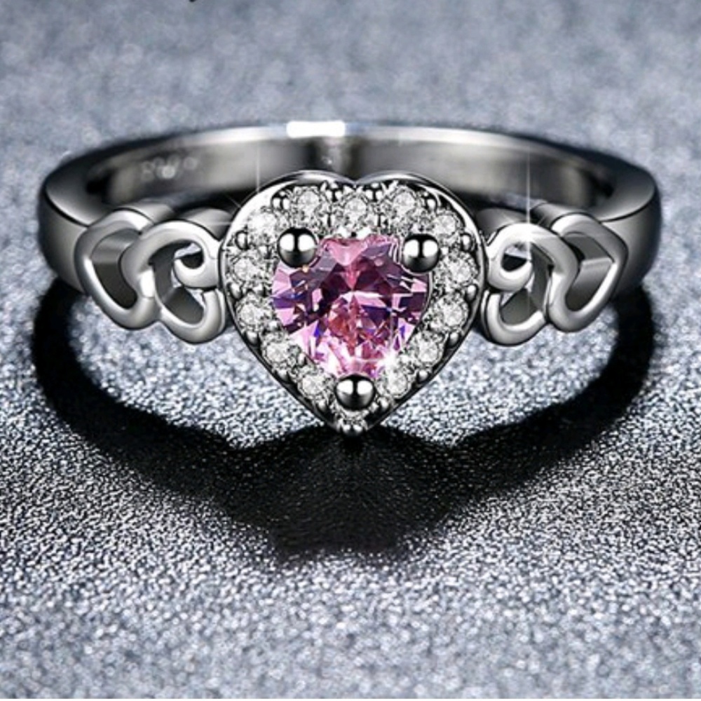 💎Halo Pink Heart Ring